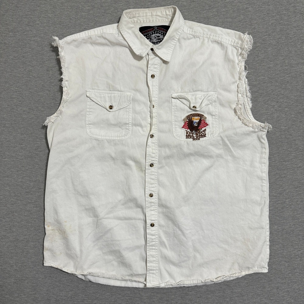 Bikers Image‎ Key West Bike Week 2003 Sleeveless Shirt Mens 2XL White Eagle Vest